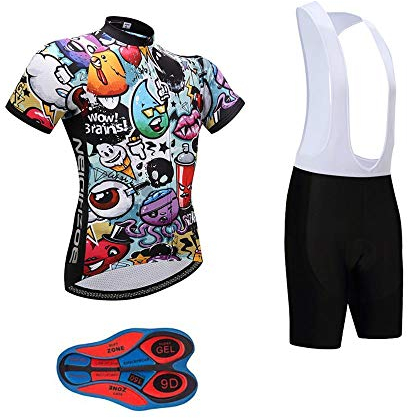 Moxilyn Fahrradtrikot Kurzarm Set für Herren Radtrikot T Shirt Radsport Radtrikot Set Fahrrad Trikot Kurzarm+Radhose mit 9D GEL,Ursprüngliche Gaze Radjacke und Radhose,Cycling Jersey Radtrikot