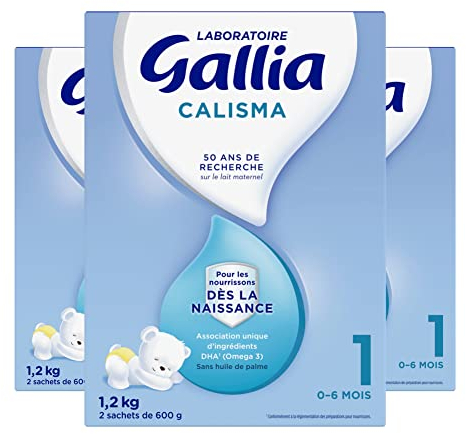 Laboratoire Gallia - Calisma 1er âge - Lait en Poudre pour Bébé - Lait Bébé de 0 à 6 Mois - Sans Huile de Palme - Dès La Naissance - Lot de 3x1,2kg