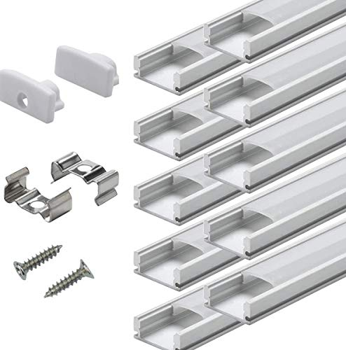 LED Schiene Profil Aluminum - 20 × 1M StarlandLed 20-Pack LED-Aluminium Profil U-Form mit Abdeckung, Endkappen und Montageclips für LED-Streifen-Lichter AP01U