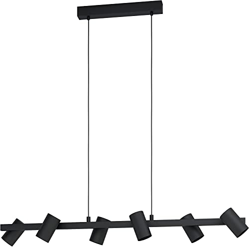 EGLO Hängelampe Gatuela 1, Pendelleuchte Esstisch mit 6 Spots, Hängeleuchte aus Metall in Schwarz, Esszimmerlampe hängend, Wohnzimmerlampe mit E14 Sockel