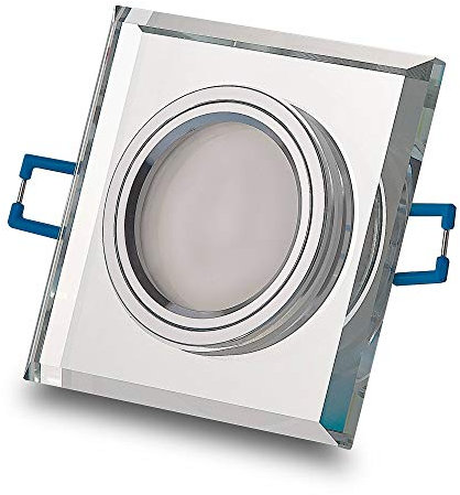 12x LED Einbaustrahler Set ultra flach 5W warmweiß - Einbauleuchte eckig-Verspiegelt Dimmbar 230V aus Glas 75-85 Bohrloch Deckenspot Einbauspot