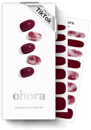 ohora Semi Cured Gel Nail Strips (N Mulberry) - Works with any UV nail lamps, Salon-Quality, Long Lasting, Easy to Apply & Remove - Includes 2 Prep Pads, Nail File & Wooden Stick