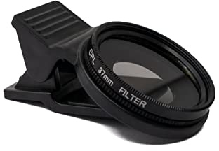 SYSTEM-S CPL Filter 37 mm Linse mit Clip für Smartphones in Schwarz