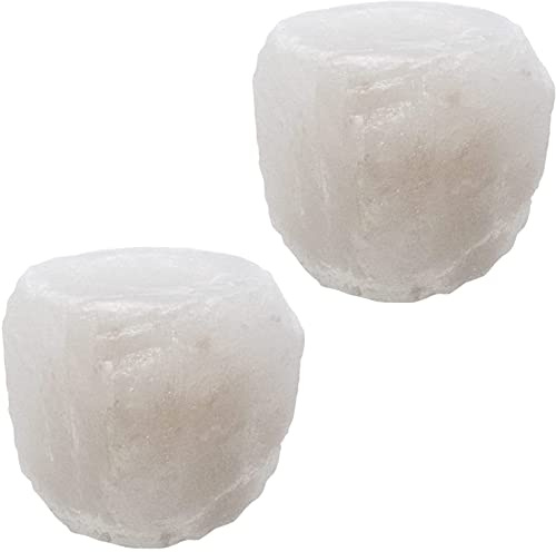 SudoreWell® 2 x Salzkristall Teelicht Teelichthalter Halit Natur in weiß aus der Salt Range Pakistan