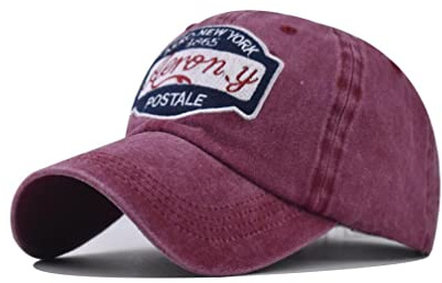 XibeiTrade Vintage New York NY Baseballkappe aus Baumwolle für Herren und Damen, Retro, Sport, Outdoor, Freizeit, Sonnenhut, weinrot, M/L