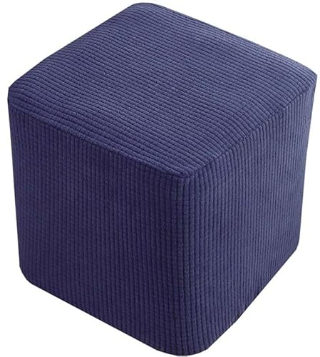 AQIGR Ottomane Schonbezug Quadratische Stretch Hocker Bezug hocker Bezug für Ottomane quadratisch Überzug Hockerbezug Quadratische Ottomane Abdeckungen (Color : Navy blau, Size : 30x30cm)