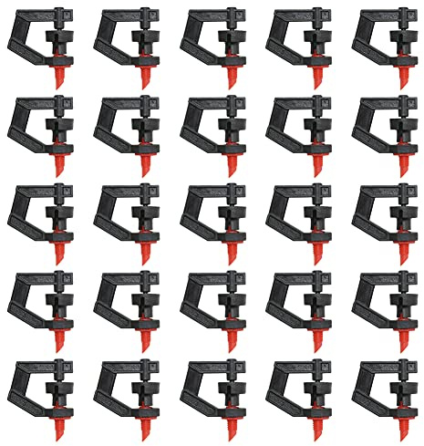ZYWUOY Mikro-Tropf-System-Sprühdüse, 25 Stück, 360 °G, Typ: Düsen, Sprinklerkopf, rotierender Zerstäuber, Sprühbereich ca. 2,8–4 m
