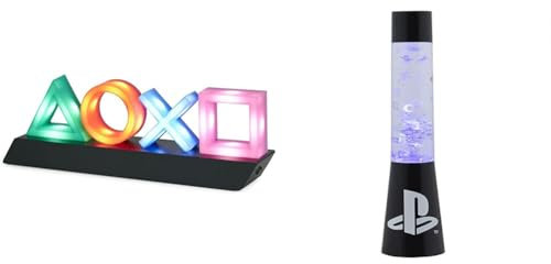 Paladone Playstation Icons Light mit 3 Lichtmodi - Musikreaktive Spielraumbeleuchtung, 31 x 7 x 11 cm & PP10211PS Playstation Glitter Flow Night, Bedroom Décor Mood Light