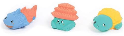 Ludi - Aquacopains - 3 Aspergeurs en Silicone lavables et interchangeables - 3 Animaux Arroseurs pour Jouer dans Le Bain ou à la Plage- Dès 10 Mois