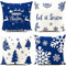 Weihnachtskissen Kissenbezug 40 x 40 cm blau und weiß Weihnachten Weihnachtsdeko Weihnachtskissenbezug Christmas Decorations Weihnachtsfeier 4er Set