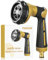 FANHAO Garden Hose Gun Heavy Duty,100% Metal Hose Pipe Spray Gun with 8 Spray Patterns,High Pressure Hose Nozzle Thumb Control On Off Valve for Outdoor Lawn & Plant Watering,Car & Pet Washing