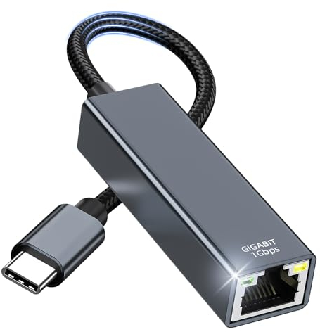 YUETUOL USB C auf Ethernet Adapter, Gigabit USB-C LAN Adapter (Thunderbolt 3/4) zu RJ45 Ethernet Netzwerkadapter Kompatibel für iPhone 15 Pro, MacBook Pro/Air, Galaxy S23, Dell, Switch