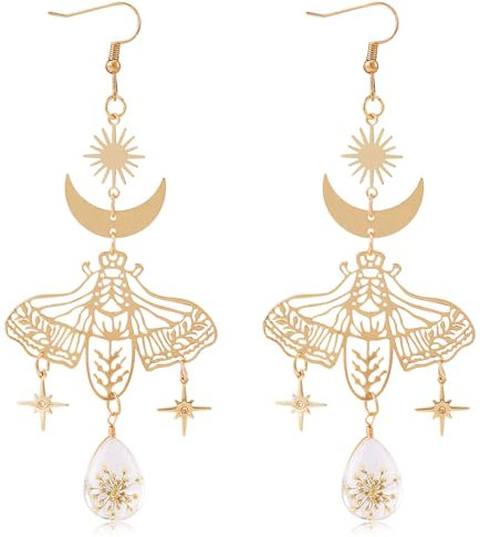 LEGENTLISUR Ohrringe Damen Gold Ohrringe Pilze Hängend Ohrringe Sonne Mond Sterne für Frauen und Mädchen Mushroom Ohrringe Damen Groß Ohrringe Boho Hängend Quasten Schmuck