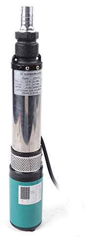 Edelstahl-Tauchpumpe Tiefbrunnenpumpe DC/Solar Wasserpumpe Solarbetrieben Tauchpumpe Edelstahlgehäuse Feine Einlässe Solarpumpe Hochwertiges Kabel,24V 320W Solar Tauchpumpe bis 25m 5m³/h, Silber