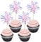 Gyufise 20Pcs Foil Firework Cupcake Toppers Sparkle Tinsel Cake Toppers Tinsel Drink Cake Decoration Cocktail Picks for Birthday Wedding Graduation Party Supplies Pink