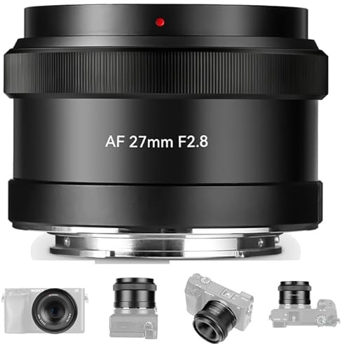 7artisans AF 27mm F2.8 E-Objektiv, Autofokus-Objektiv, APS-C-Rahmen für E-Mount-Kameras A5000 A6600 NEX-3 NEX-3N NEX-7 NEX5 CA7 A7I A7R A7S A7SI A7SII A9 und mehr. (schwarz)