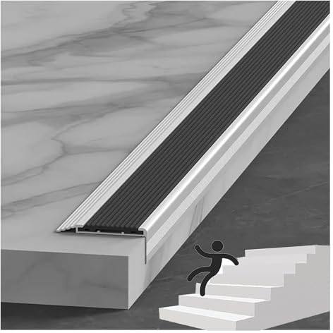 5/10/15/20-Pack-Set aus schwarzen Metall-Treppenkanten, geriffelten Treppenkanten-Übergangsstreifen, rutschfest für den Außenbereich, Marmor-/Fliesen-Treppenkantenschutz(Black-20 pcs,W5.5x2cm-L100cm)