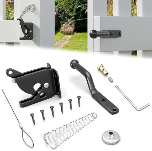 Favengo Set Verrou de Portail Exterieur Acier au Carbone Verrou de Portail de Jardin Verrou de Portail Automatique Serrure Métal à Boulon-Loquet pour Clôtures, Portails en Bois