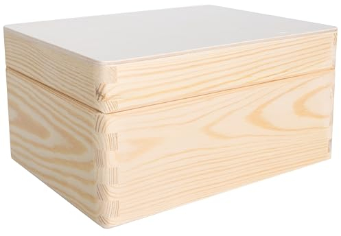 Creative DECO Grande Caja Madera Decorativa Almacenaje con Tapa | 19,5x15x10 cm (+/- 1cm) | Cesta Cajón Baúl Cofre Multiusos Decoupage Decorar Fruta Documentos Juguetes Objetos Herramientas Navidad