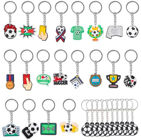 UTMACH 30 Pezzi Mini Portachiavi da Calcio Portachiavi con Pallone da Calcio Cartoon Portachiavi Calcio per Gadget Compleanno Calcio Bambino per Borsa da Party Regalo