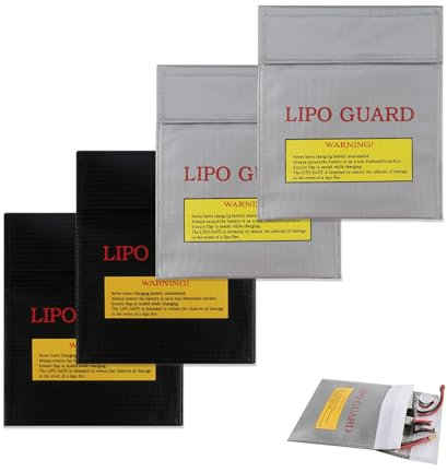 Sqxaldm Fireproof Waterproof Safe Bag Fireproof Battery Bag Explosion-proof Battery Fireproof Document Bag Lipo Safety Guard Explosion-proof Battery Explosion-proof (Pack of 4)