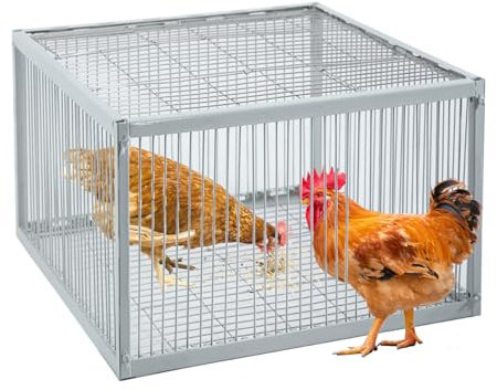 Hühnerfalle mit ausbruchsicherem Design, Vogelfalle mit Einwegeingang, Hühner-, Enten- und Truthahnfallen Tragbar & Einfache Montage, Unschädlich aus hochfestem Eisen mit Rostschutzfarbe