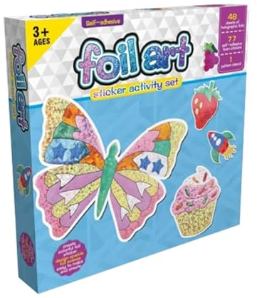 Educational Art Kits, Aluminum Foil Art Kit, Colored Children’s Aluminum Foil Painting Craft Kit, Creative Foil Art Stickers for Travel, Toys, and Educational Activities for Kids Over 3 Years Old