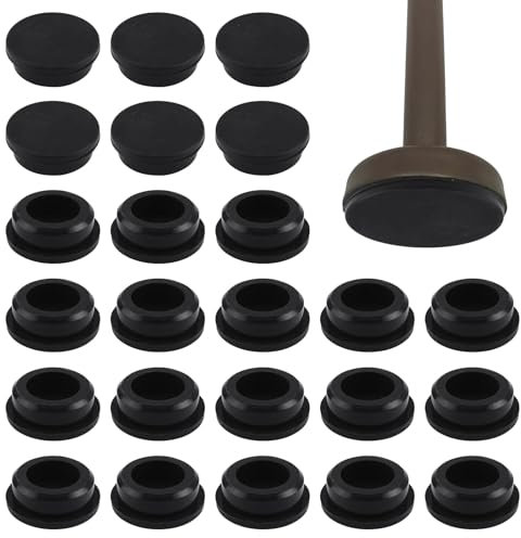 UFURMATE Lot de 24 patins ronds en silicone anti-rayures pour pieds de chaise de jardin en fer forgé pour protéger les sols (32 mm, noir)