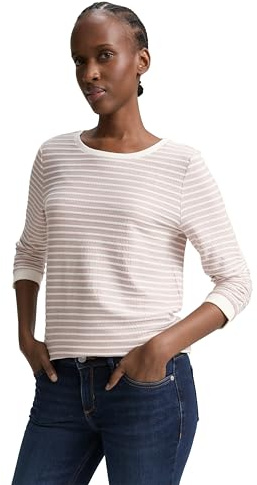Tom Tailor Denim Damen Sweatshirt mit Raffarm & Streifenmuster