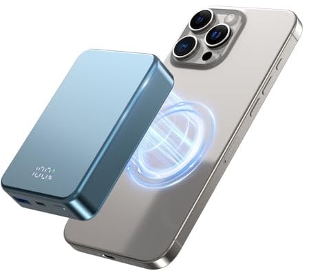 Magnetische Wireless Power Bank, 26800mAh schnelles tragbares Ladegerät, USB C in&Out Telefon-Akku-Pack für iPhone 17/16/15/4/13/12 Serie und andere Android-Handy（blau）