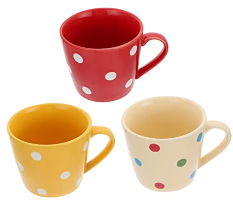 Alipis 3pcs Unique Dot Cup Ceramic Mugs Round Dot Design Capacity Water Cups for Home for Friends