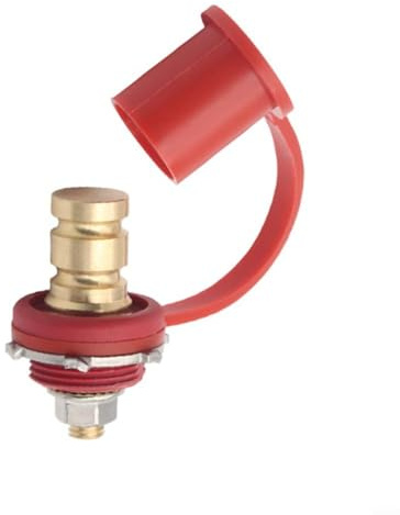 Robuster Messing-Batterie-Ladestecker 3/8 Zoll Bolzen Fernbedienung Batterieklemmen Starthilfe 250 A 12 V für Autos LKWs Marine für ATV einfache Installation farbcodierte Kappe (rot)
