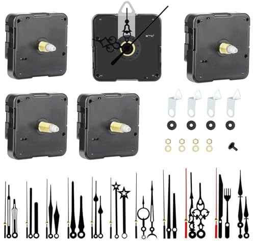 EEEKit Uhrwerk für Wanduhr, Uhrwerk Lautlos, 5 Stück Quarz Uhrwerke und 12 Paar Zeiger zum Selbsteinbau für Uhrenreparatur