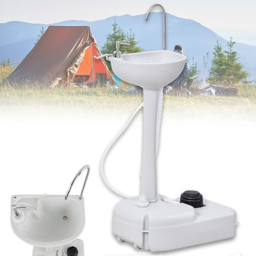 Naturalpowev Lavandino da Campeggio, Stazione lavamani con Ruote, portasciugamani e Dispenser di Sapone, lavabo per Eventi all'aperto, Viaggi e luoghi di Lavoro,Washbasinonly