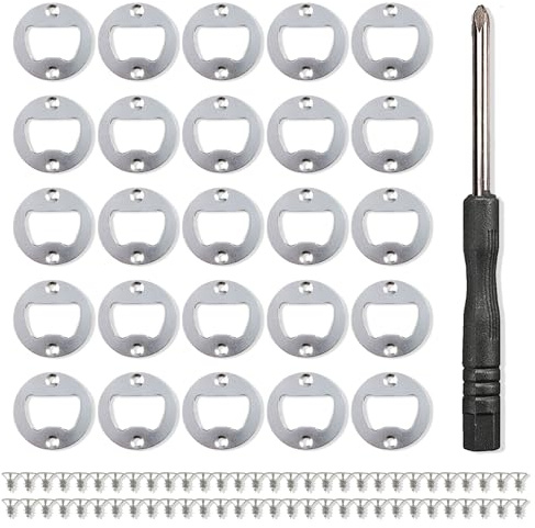 PYSEOSISE Kit de Abridor de Botellas, 25 Piezas Abrebotellas de Acero Inoxidable, Abrebotellas de Cerveza Abrebotellas Inserto Redondas con Tornillos para Hogar Restaurante Bar