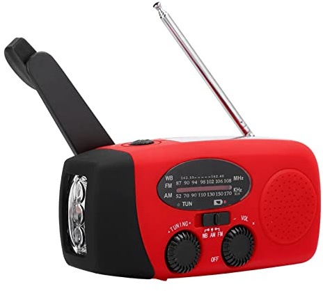 Jectse Emergency Crank Weather Radio, 2000mah Solar Hand Crank Tragbares AM/FM -Radio mit NOAA -Funktion, USB -Lade- und Solarstrom für den Camping -Notfall mit LED -Taschenlampe