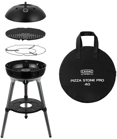 CADAC - Carri Chef 40 BBQ 50mBar + Pizzastein Pro 40 | Gasgrill mit Grillrost und Pizzastein, Grillzubehör, Verwendung im Freien
