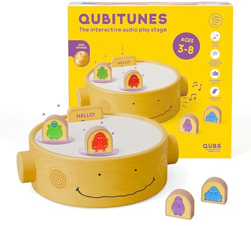 QUBITUNES Starter Set, Interactive Audio Player & Gaming Platform for Kids Ages 3+ | Create Music, Sound & Stories | Screen-Free Playtime for Boys & Girls