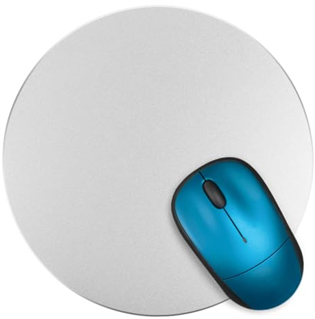 Veemoon Round Aluminum Metal Mouse Pad Smooth Surface Computer Mouse Mat for PC Laptop Desktop Non Slip Base Suitable for Office Gaming Use Silver