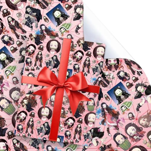 UBBY 5 Stück Demon Geschenkpapier 51 x 75cm Kraftpapier Geschenkpapierbögen | UBBY 5 Stück Demon Geschenkpapier 51 x 75 cm, Kraftpapier Geschenkpapierbögen für Kindergeburtstag, Party, Geschenke (Rosa)
