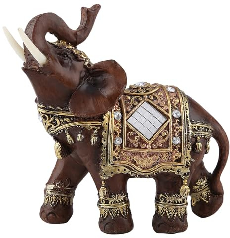 Riuulity Feng Shui Wood Grain Elephant Statue Skulptur, Symbolisiert Glück und Glück, Wohlstand und Glücksdekor, Hergestellt mit Harz, Exquisite Verarbeitung (Großes Holzkorn)