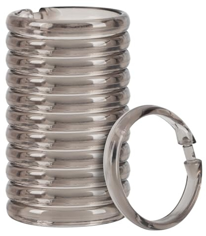 Shower Curtain Rings Plastic Curtain O Rings Hook Hanger Bath Drape Loop Clip Glide 12 Pack (Translucent Grey)