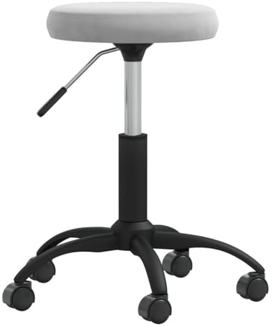 HETFTJN Esszimmerstuhl Hellgrau Samt Höhenverstellbar 42-54 cm, 360° Drehbarer Küchenstuhl mit Rollen & Gasdruckfeder, Modernes Dining Chair für Küche Essbereich Wohnzimmer
