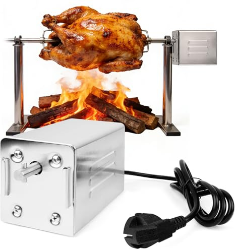 Grillmotor Drehspießmotor, 15W BBQ Motor Rotisserie Motor für Grillspieß | Grillspieß Motor 220V, Automatischer Bratenwender Motor mit Edelstahlgehäuse, 30kg Tragkraft für Grillhähnchen, Braten, BBQ