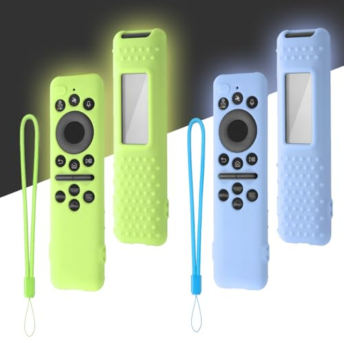Silicone Protective Case Compatible with Samsung BN59-01480A Solar Smart TV Remote (2025), AIYAAIYA Non-Slip Cover for TM2560E, TM2360E, BN59-01432A, BN59-01455A (Glow Blue+Glow Green)