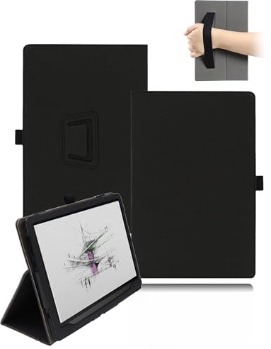toergy Schutzhülle für BOOX Note Air5 C 10.3 Zoll 2025 Neueste ePaper Reader mit Handschlaufe & Stand& Anti-Drop Funktion - Schlankes und einfaches Design,Schwarz