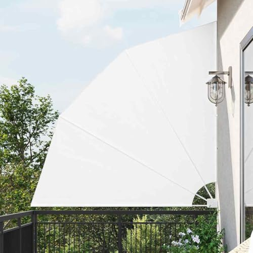 Ziaphsol Balkon Sichtschutz Weiß 210 x 210 cm, Polyester Faltbare Sichtschutzwand für Garten Terrasse, Manuell Verstellbar, UV-beständig, Langlebig
