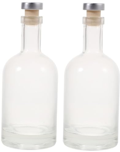 MALUGOGO Juego de 2 botellas de licor de vodka de 500 ml, botellas de vidrio grueso con parte inferior antideslizante para bar y uso doméstico