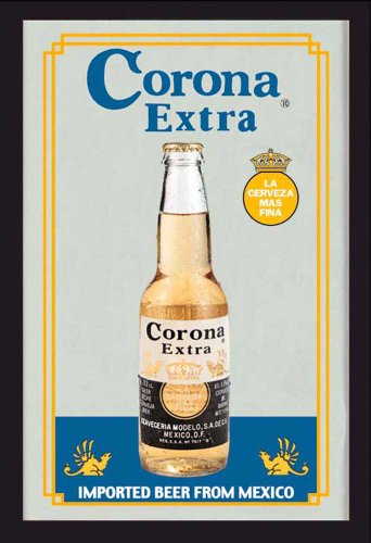 empireposter Beer - Corona - Bedruckter Spiegel mit Kunststoff Rahmen in Holzoptik, Kult-Spiegel - Grösse 20x30 cm