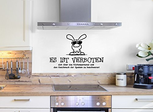 Grandora Wandtattoo Spruch Es ist verboten... + Hase mit Sonnenbrille I schwarz (BxH) 58 x 37 cm I Küche Sticker Aufkleber Wandaufkleber Wandsticker W5045
